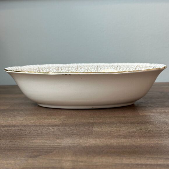 Vtg 1950s Homer Laughlin China Serving Dish Rose Gold Filigree Retro Cottage USA - Picture 5 of 12